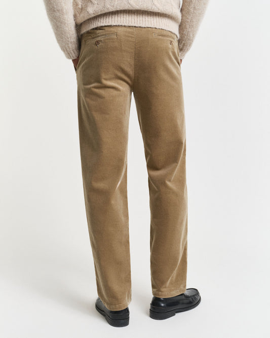 Pantalon Chino en Velours Côtelé Coupe Droite