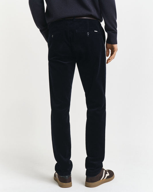 Pantalon Chino en Velours Côtelé Coupe Ajustée