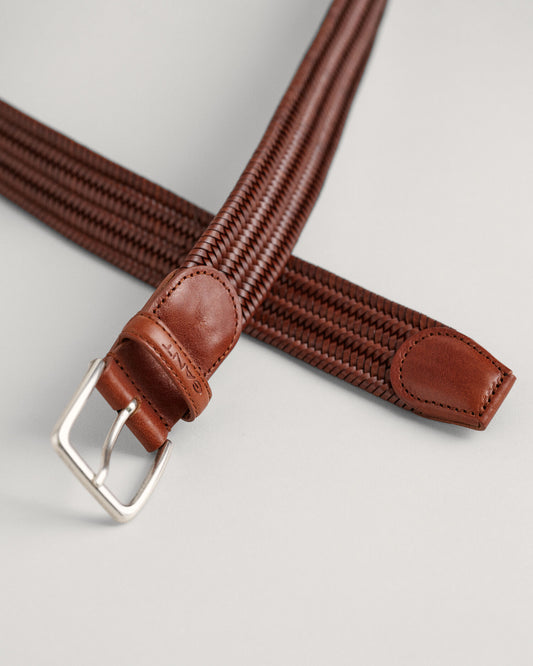 Ceinture tressée en cuir élastique