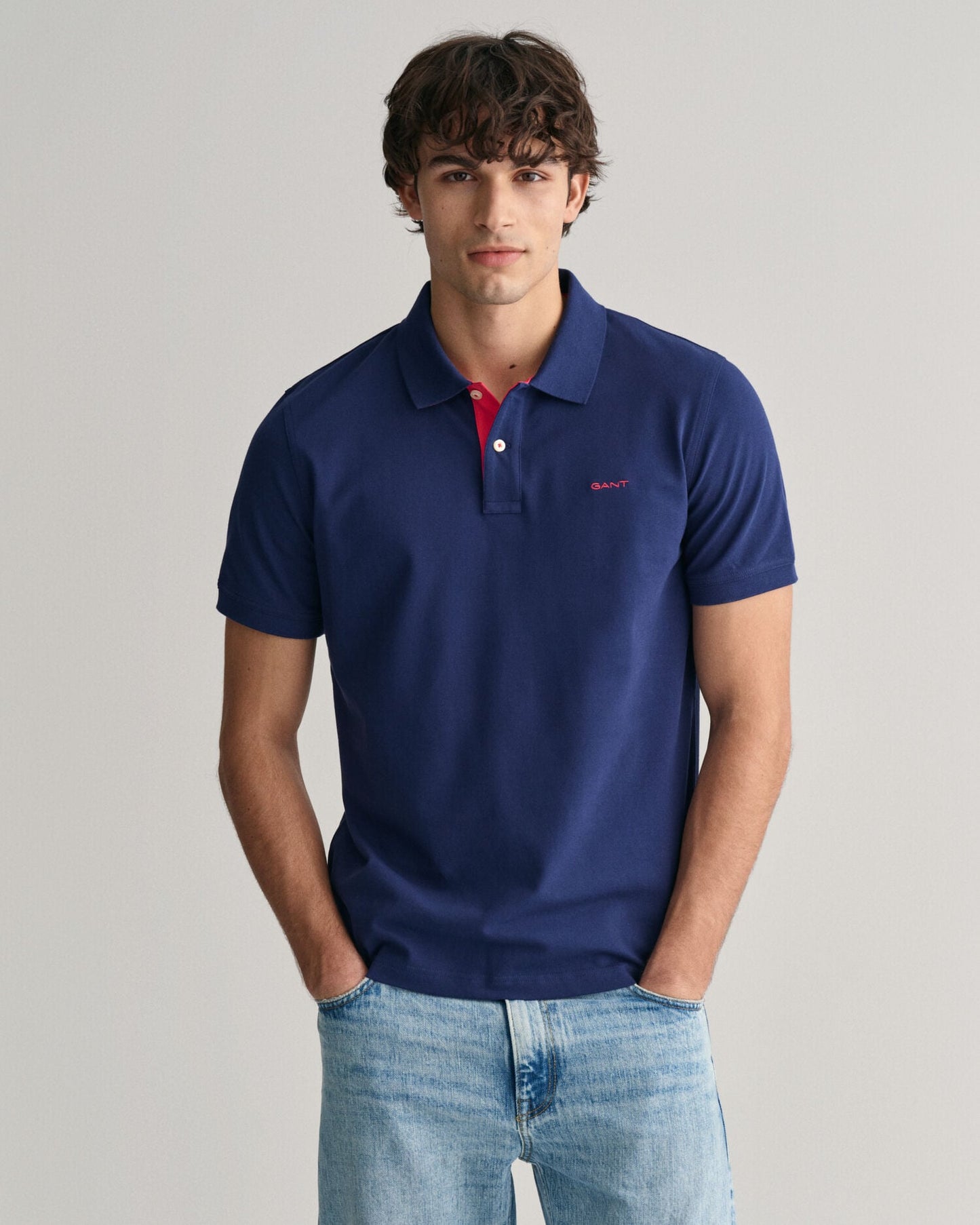 Polo en piqué contrasté