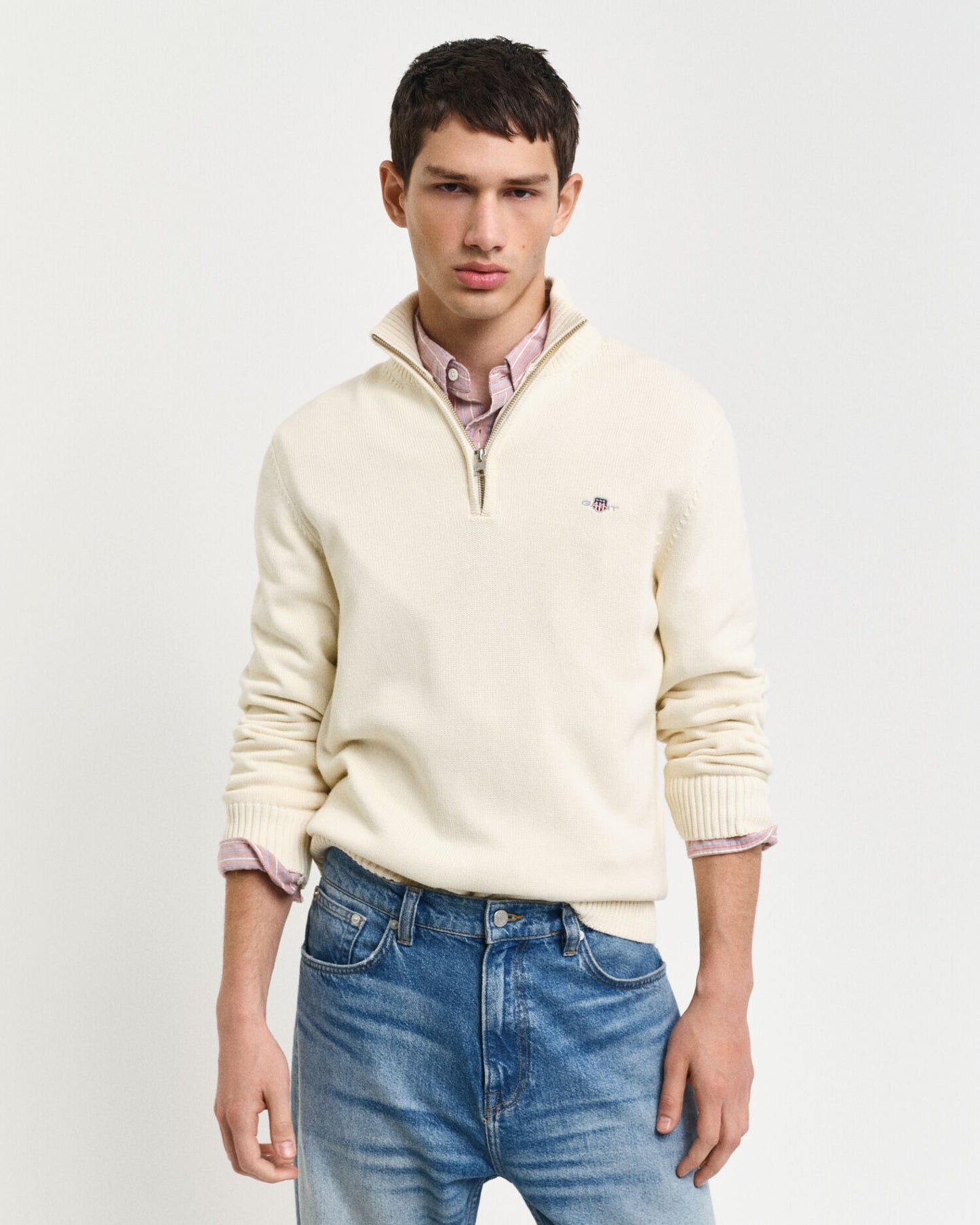 Pull en coton décontracté avec demi-zip