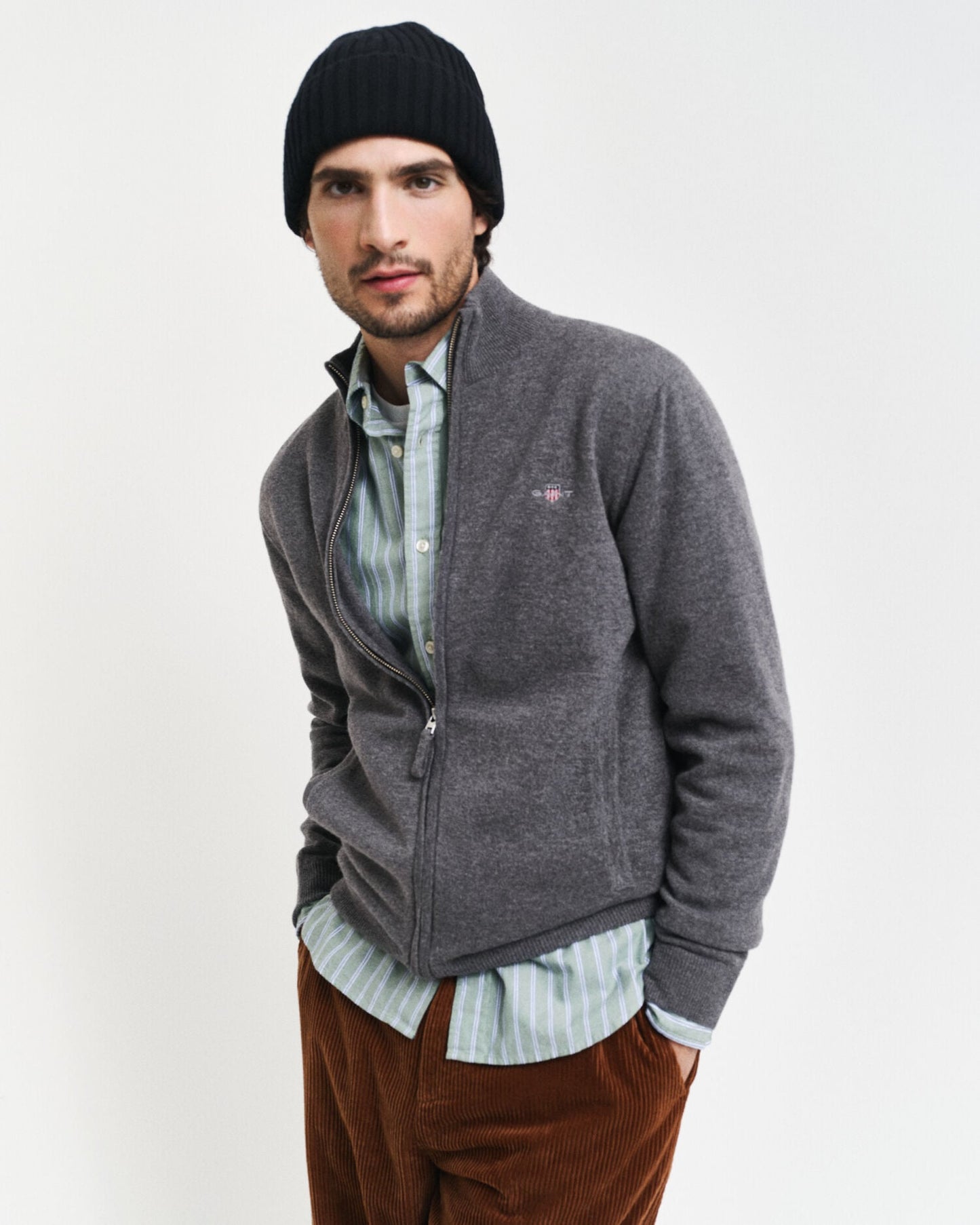Cardigan en agneau ultrafin zippé