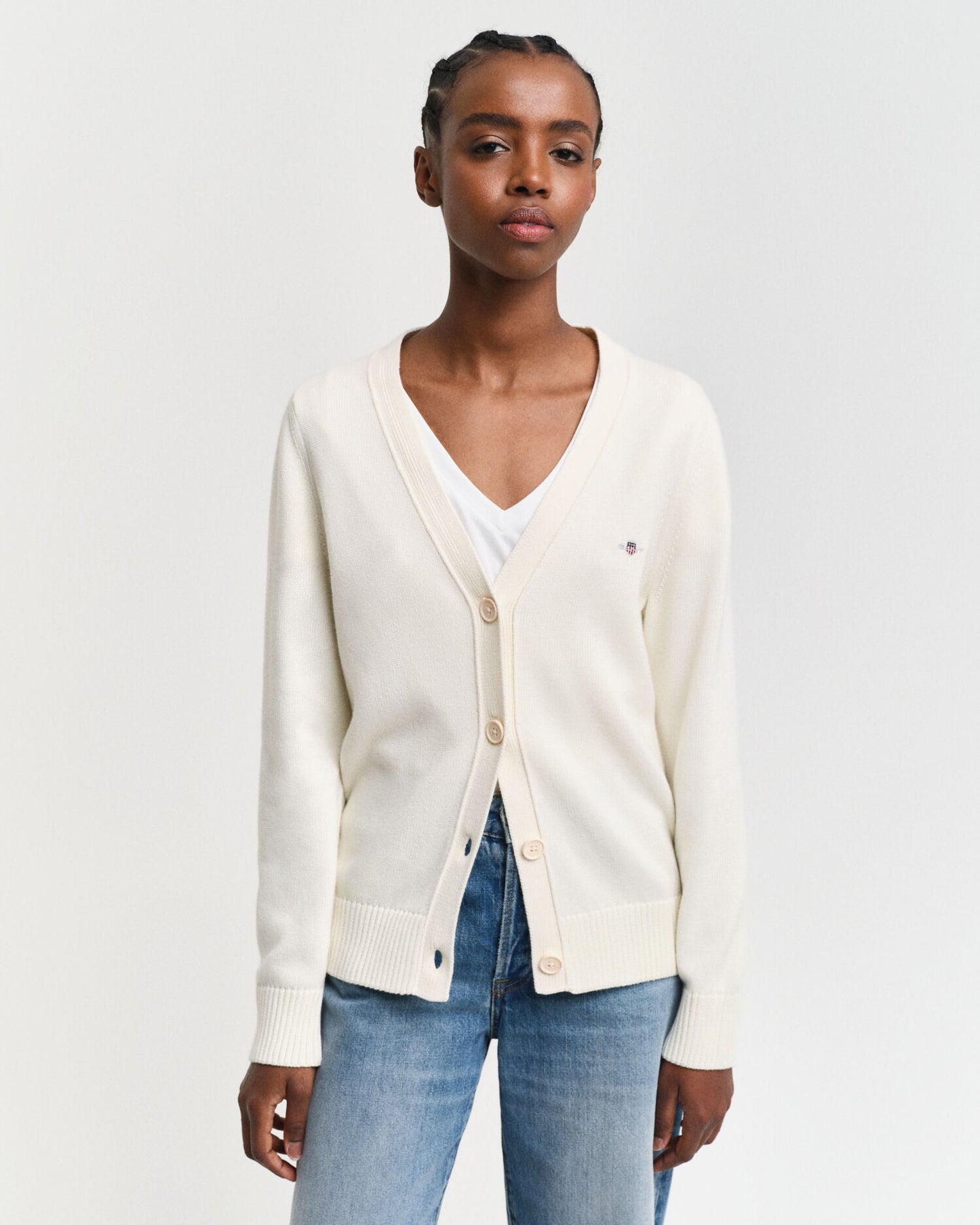 Klassische Baumwollstrickjacke