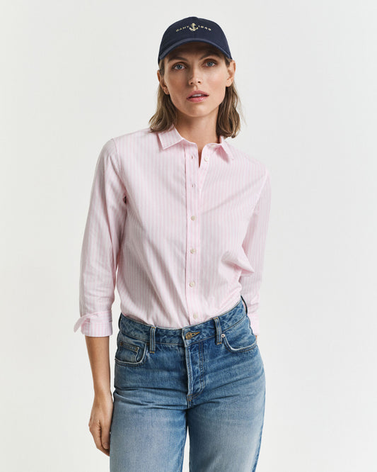 Chemise en popeline à rayures classiques coupe droite
