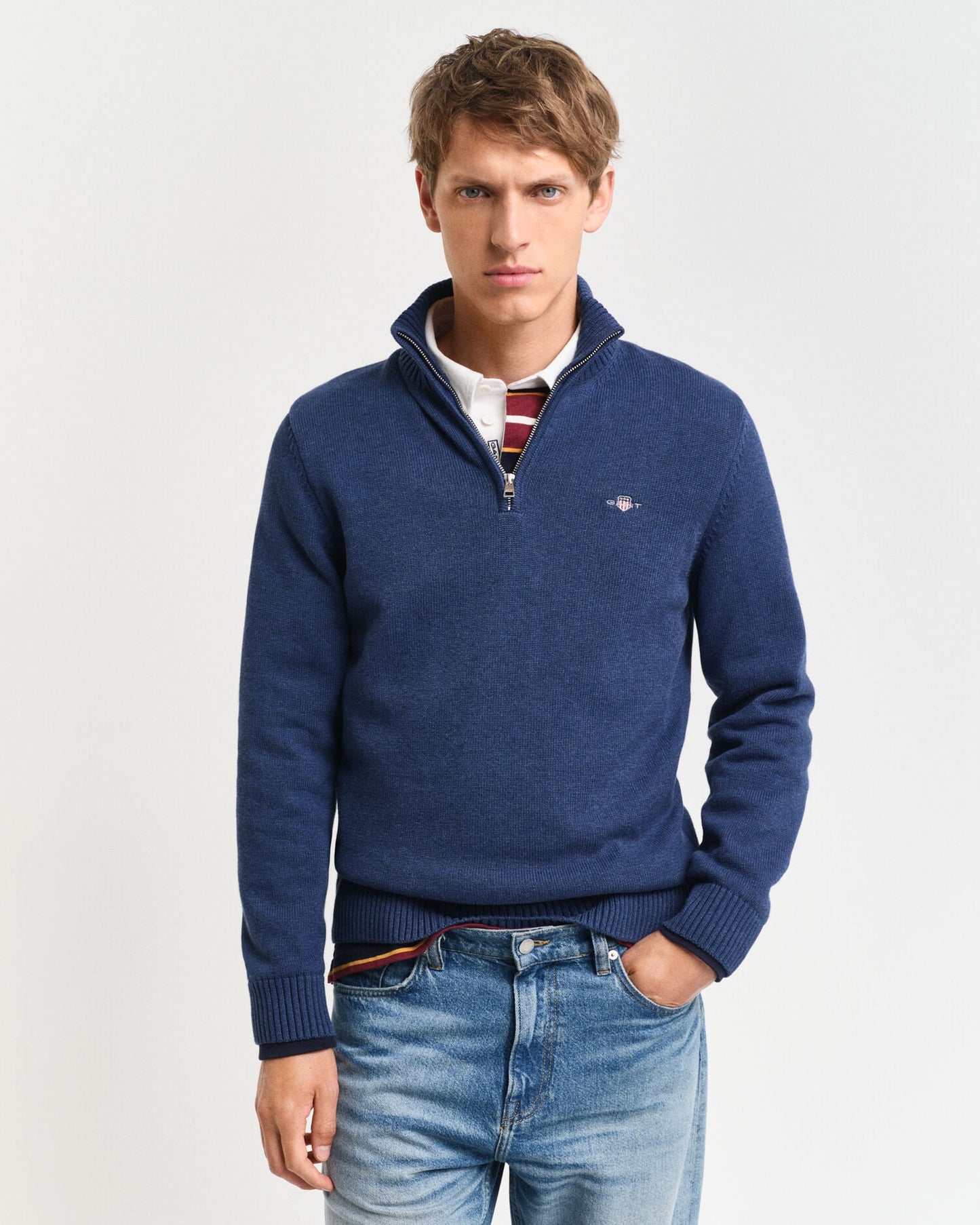 Pull en coton décontracté avec demi-zip