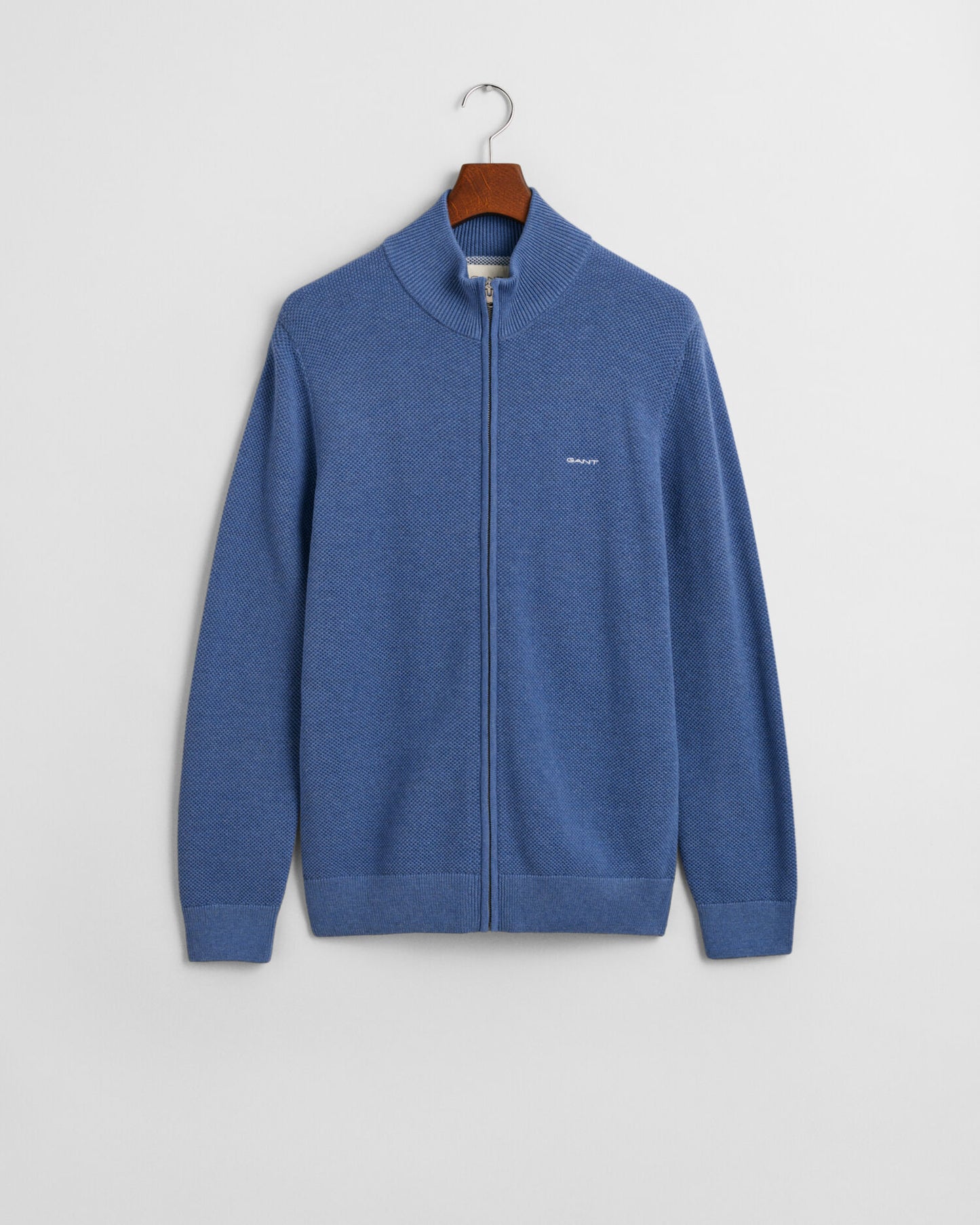 Baumwoll-Pikee-Strickjacke mit Reißverschluss