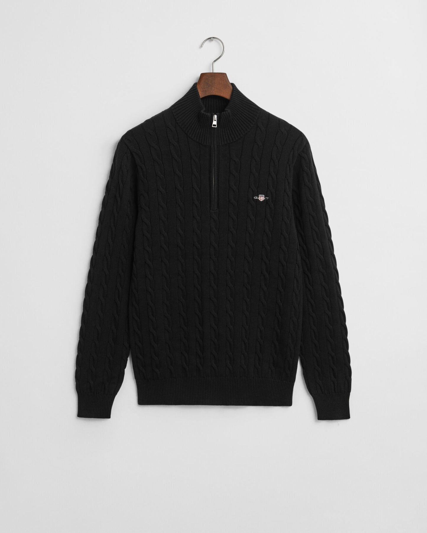 Pull demi-zip en coton tricoté torsadé