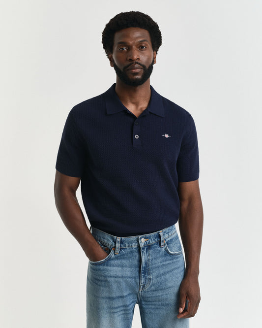 Polo en coton texturé