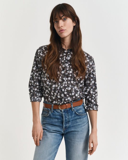 Regular Fit Hemd aus Baumwollvoile mit Blumenmuster