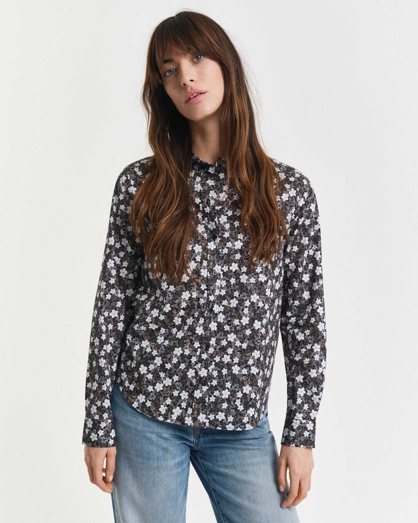 Regular Fit Hemd aus Baumwollvoile mit Blumenmuster