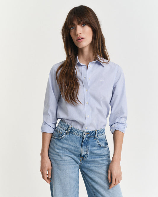 Regular Fit Gestreiftes Hemd aus Popeline
