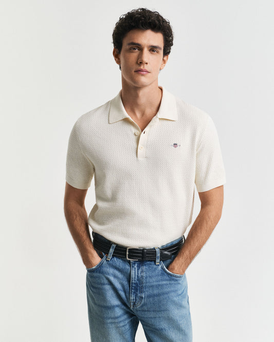 Polo en coton texturé