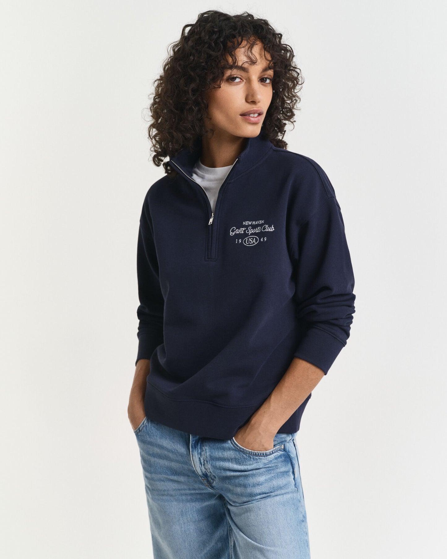 Sweat-shirt graphique demi-zippé