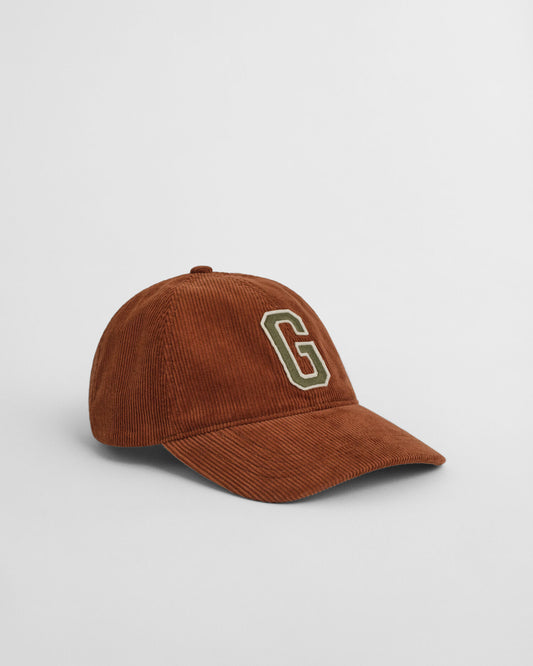 Casquette en velours côtelé avec badge en G