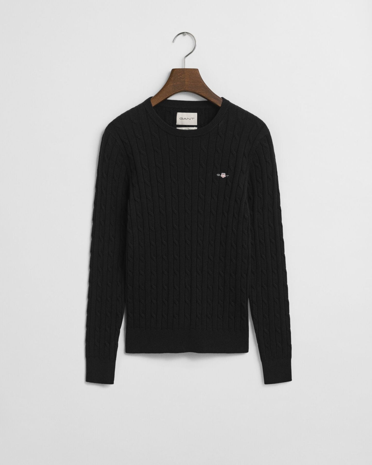Sweatshirt mit Rundhalsausschnitt aus Stretch-Baumwolle mit Zopfmuster
