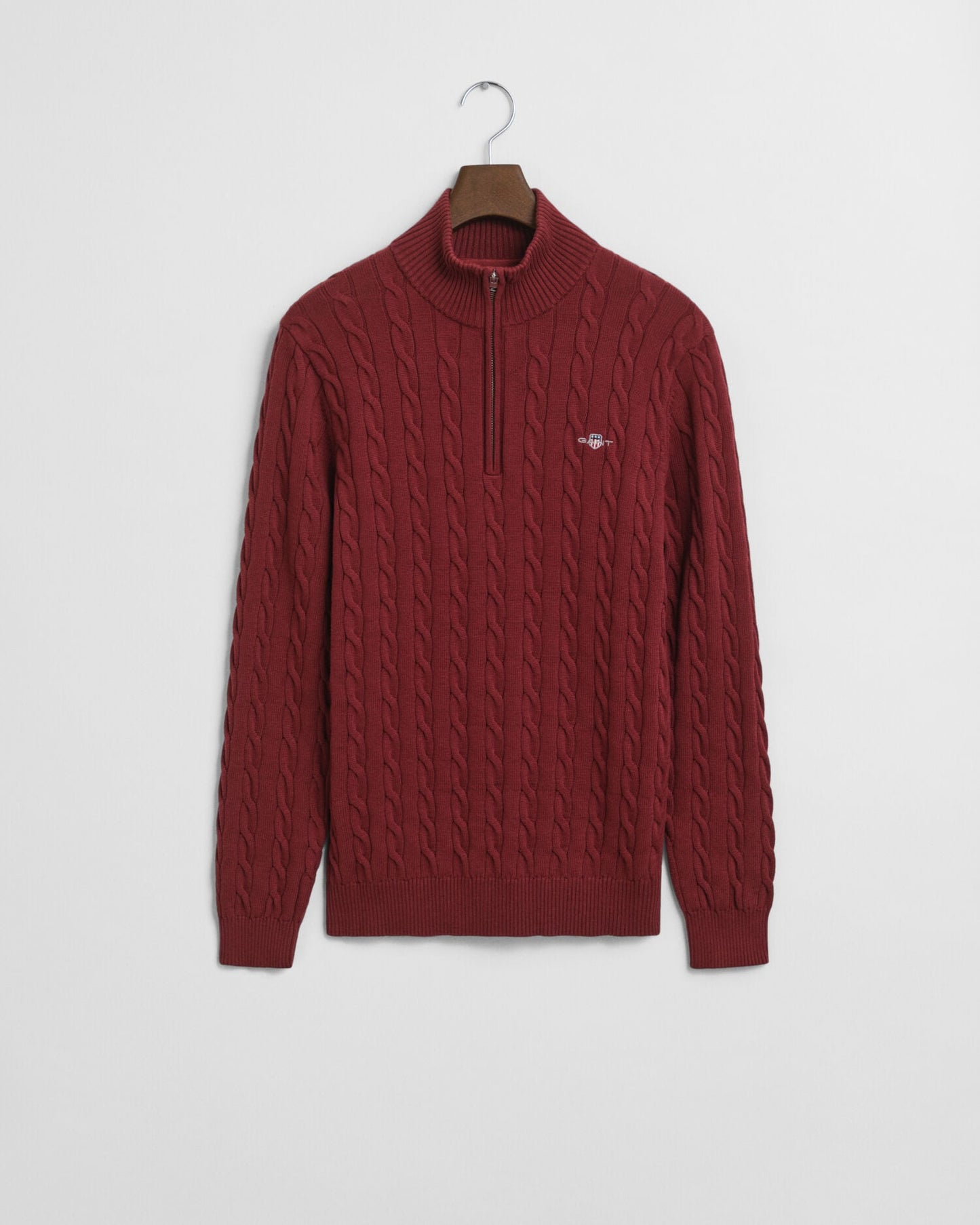Pull en coton maille torsadée demi-zippé