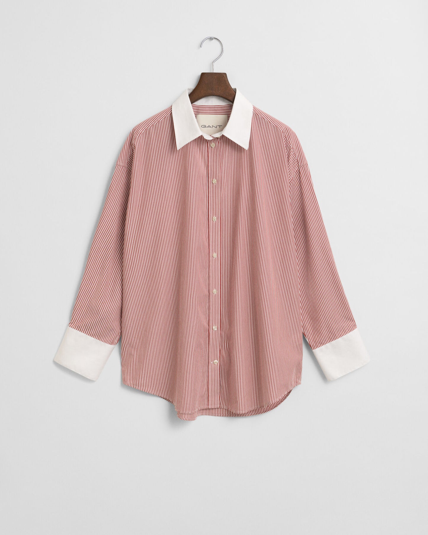 Chemise rayée ample à col contrastant