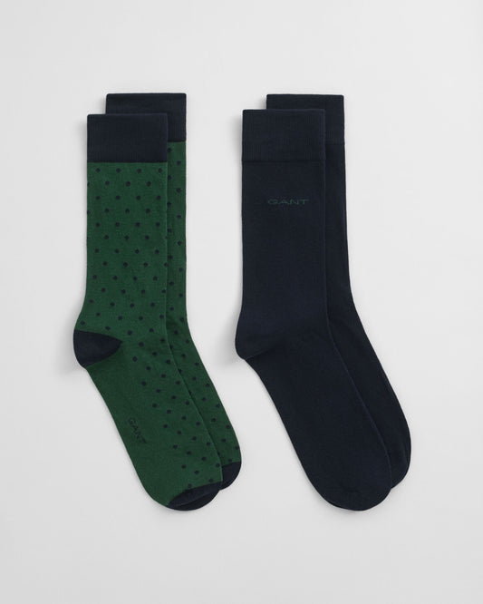 2er-Pack Socken mit Punkten und unifarbenen Socken