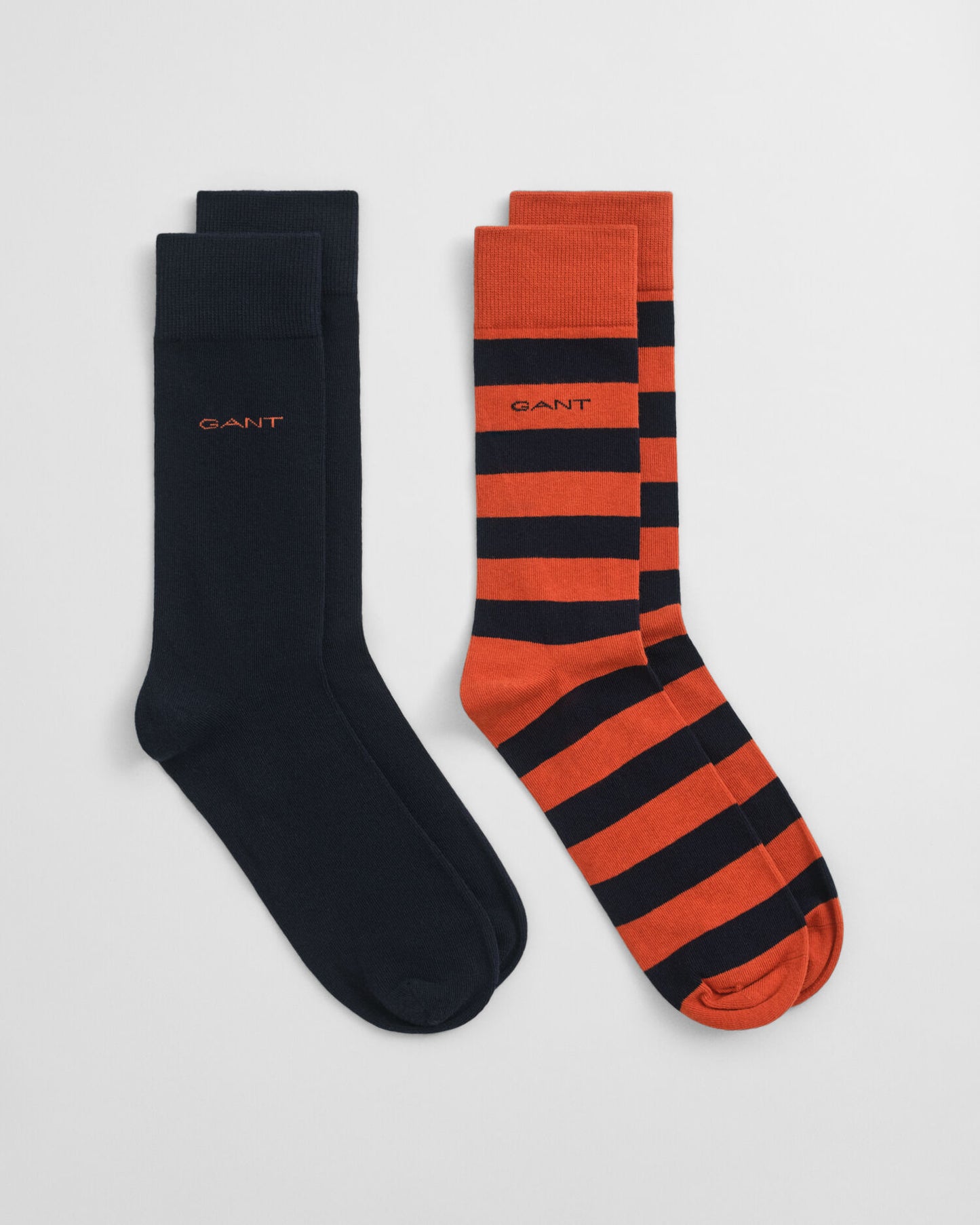 2er-Pack gestreifte und unifarbene Socken