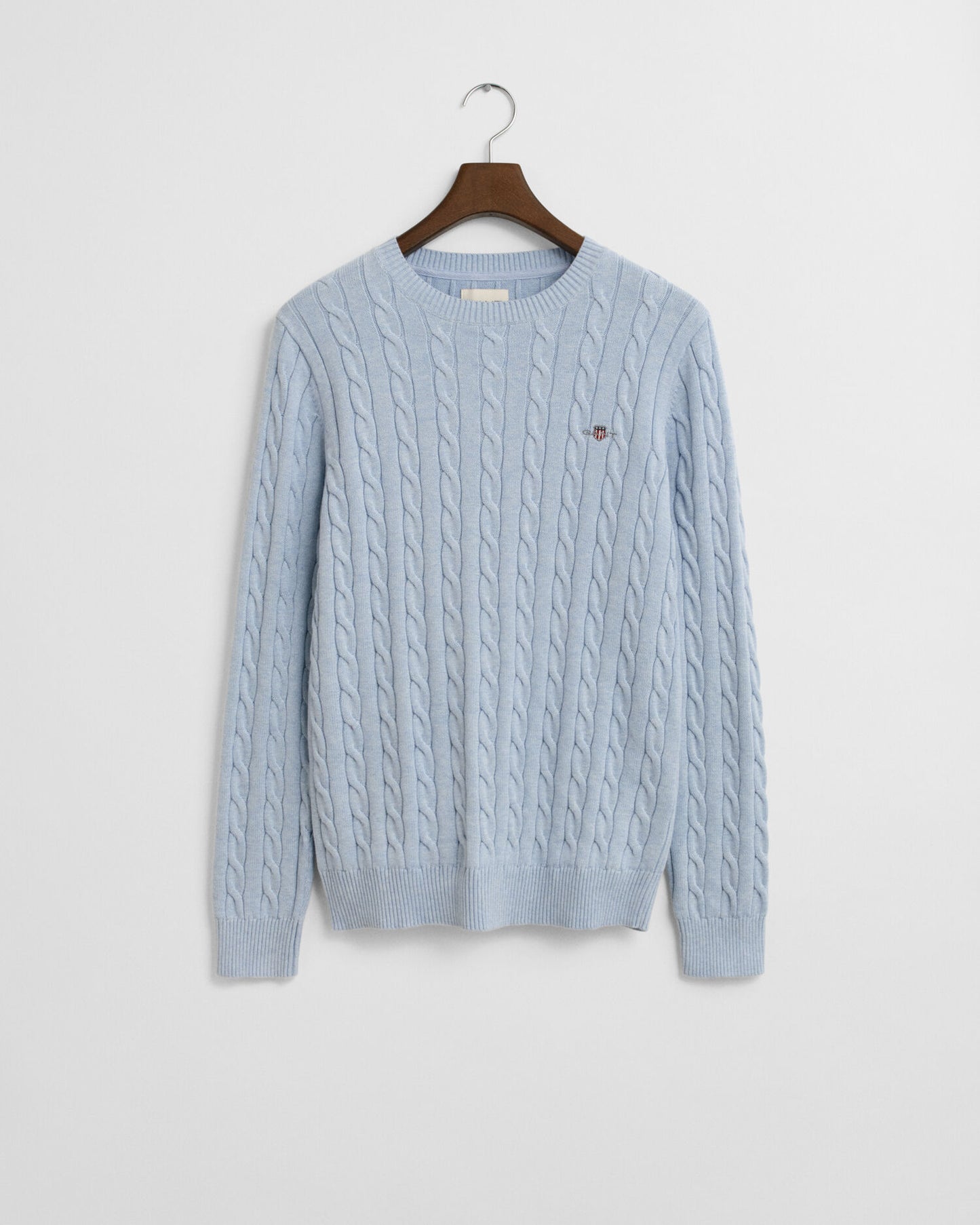 Baumwoll-Zopfstrickpullover mit Rundhalsausschnitt