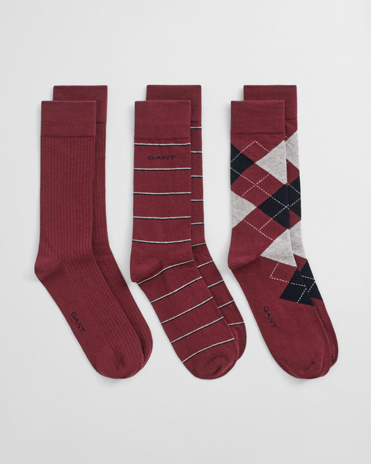 3er-Pack Argyle- & Streifensocken