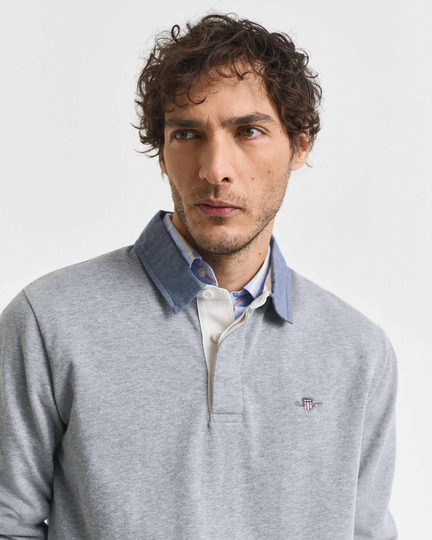 Rugger épais à col chambray