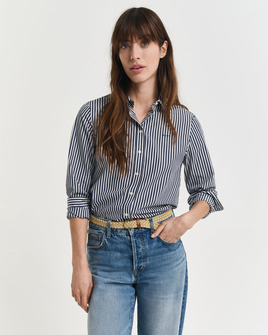 Chemise Popeline Classique Rayée Coupe Droite