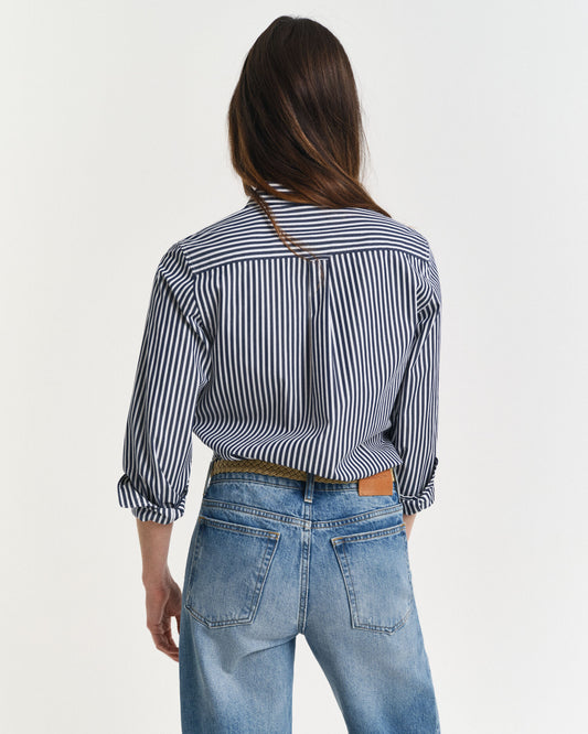 Chemise Popeline Classique Rayée Coupe Droite