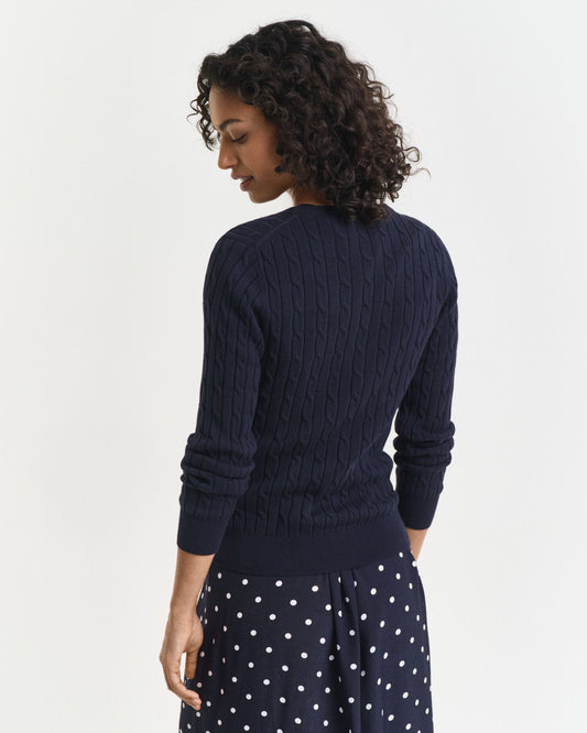 Pull ras-du-cou en maille torsadée de coton extensible