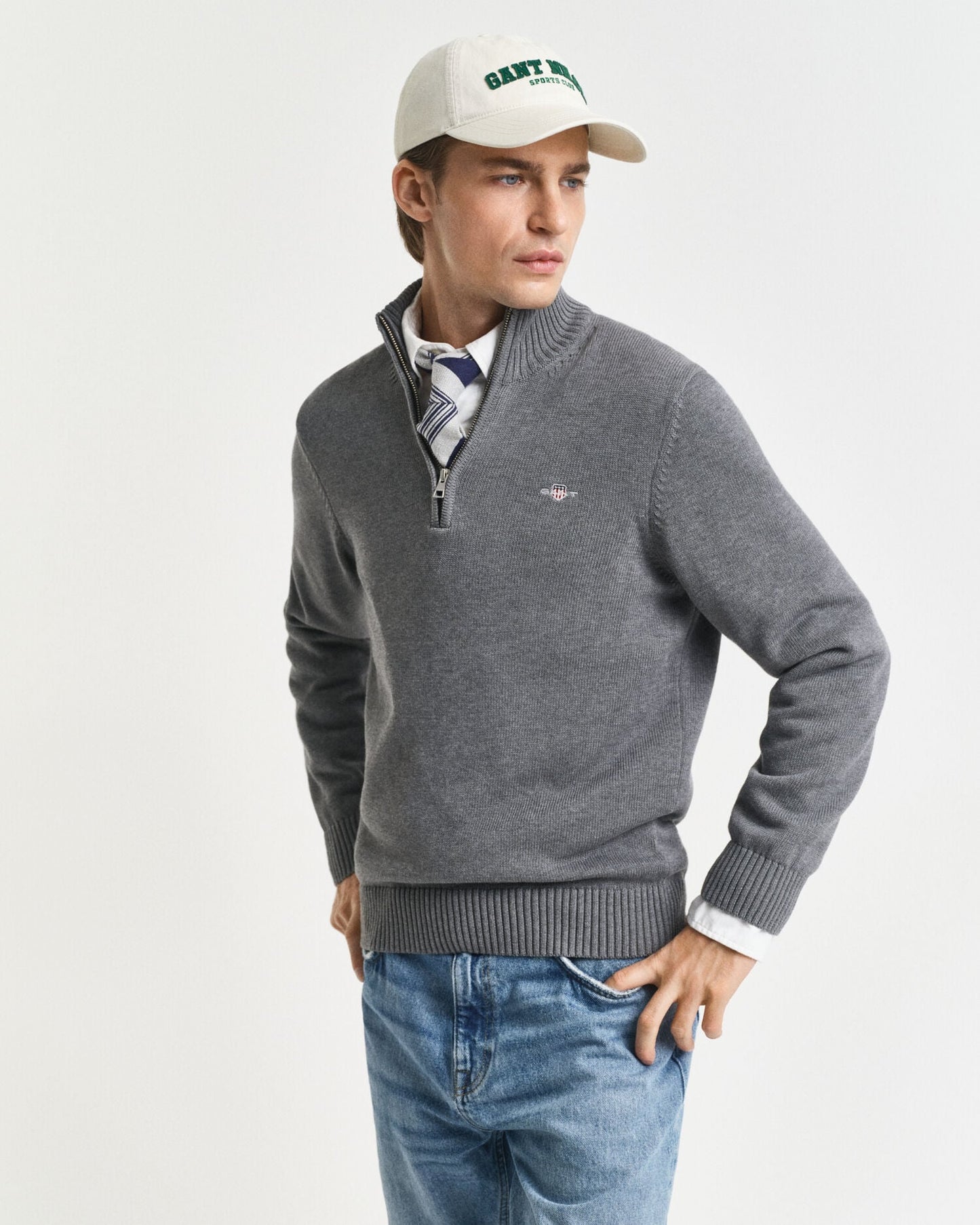 Pull en coton décontracté avec demi-zip