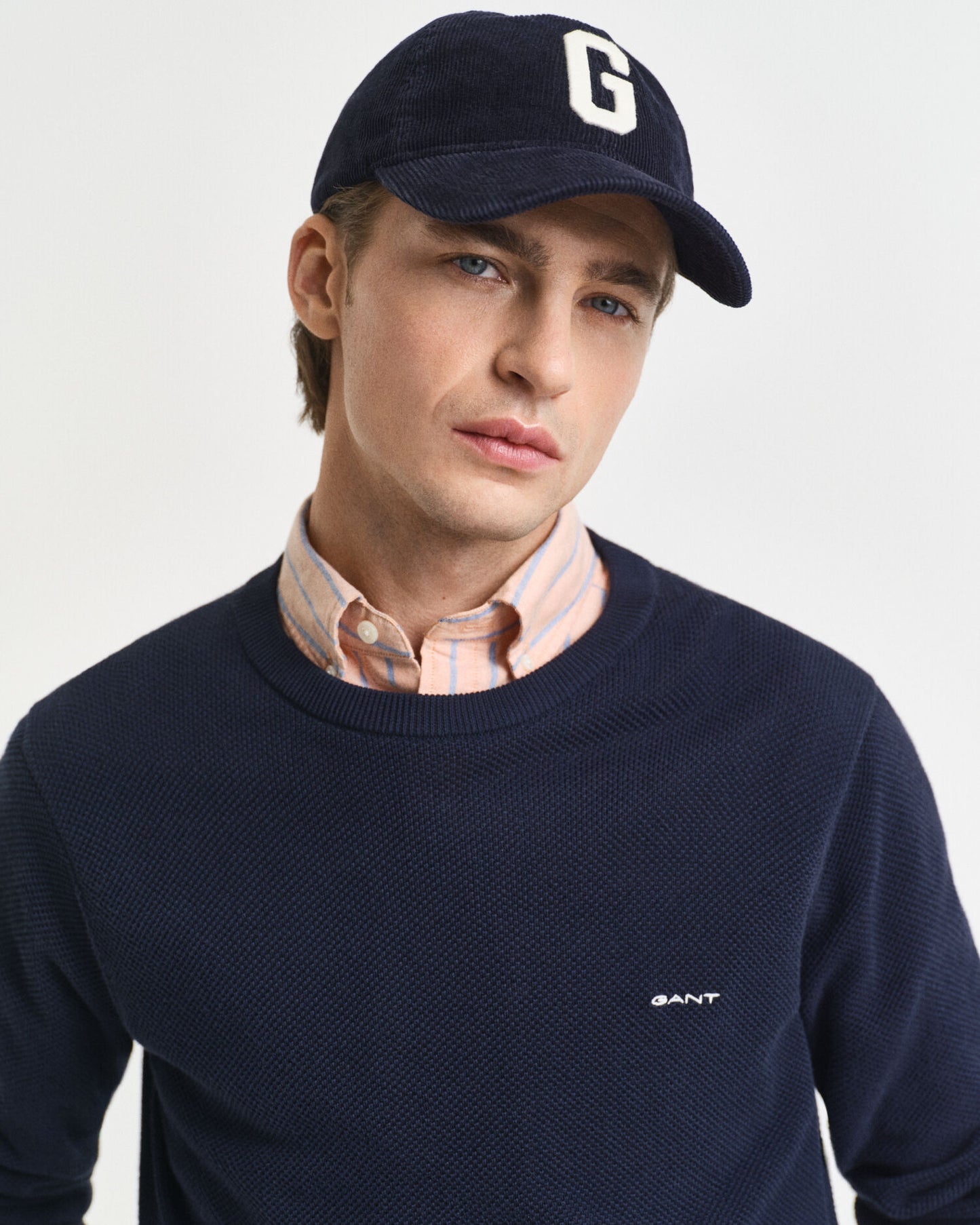 Baumwoll-Piqué-Pullover mit Rundhalsausschnitt