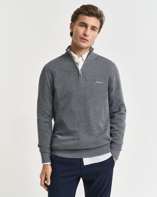Baumwoll-Pikee-Half-Zip-Pullover
