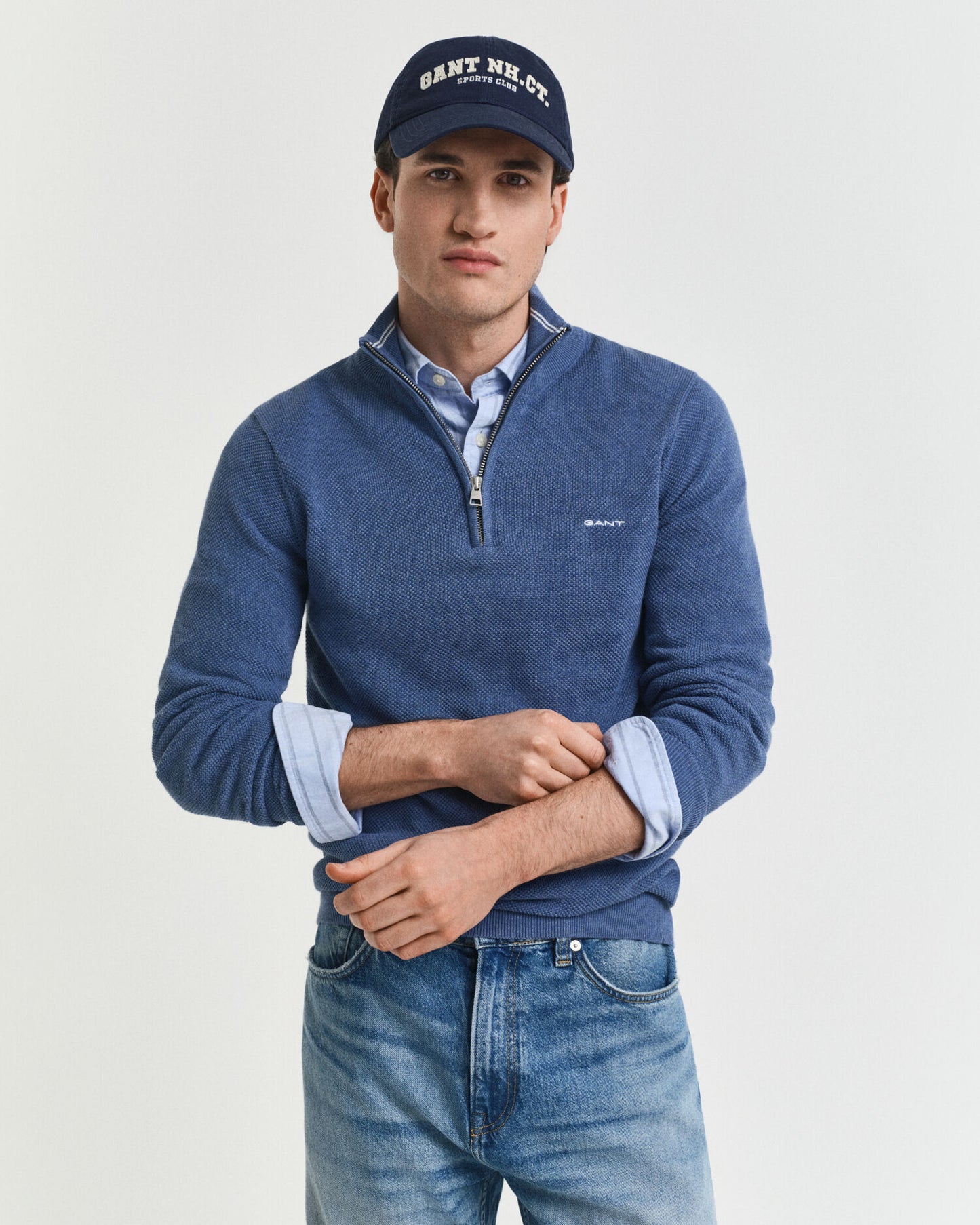 Chandail demi-zippé en piqué de coton