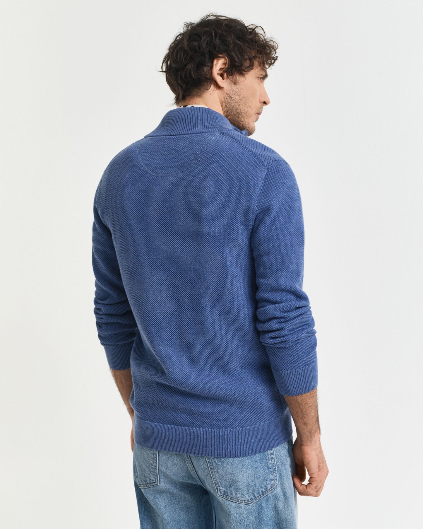 Baumwoll-Pikee-Strickjacke mit Reißverschluss