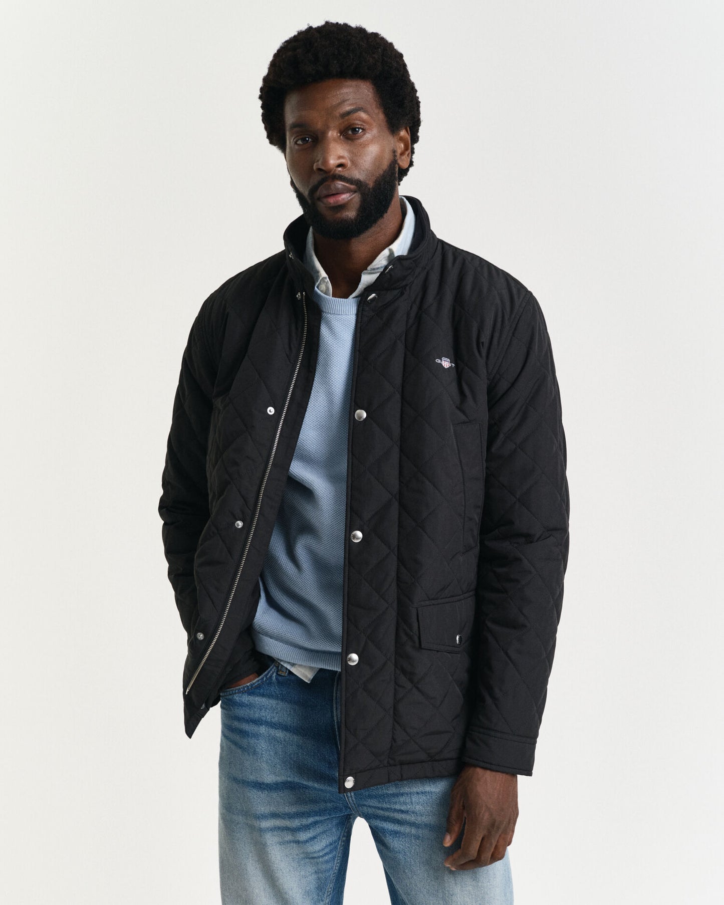 Gesteppter Windbreaker, mittellanger Schnitt