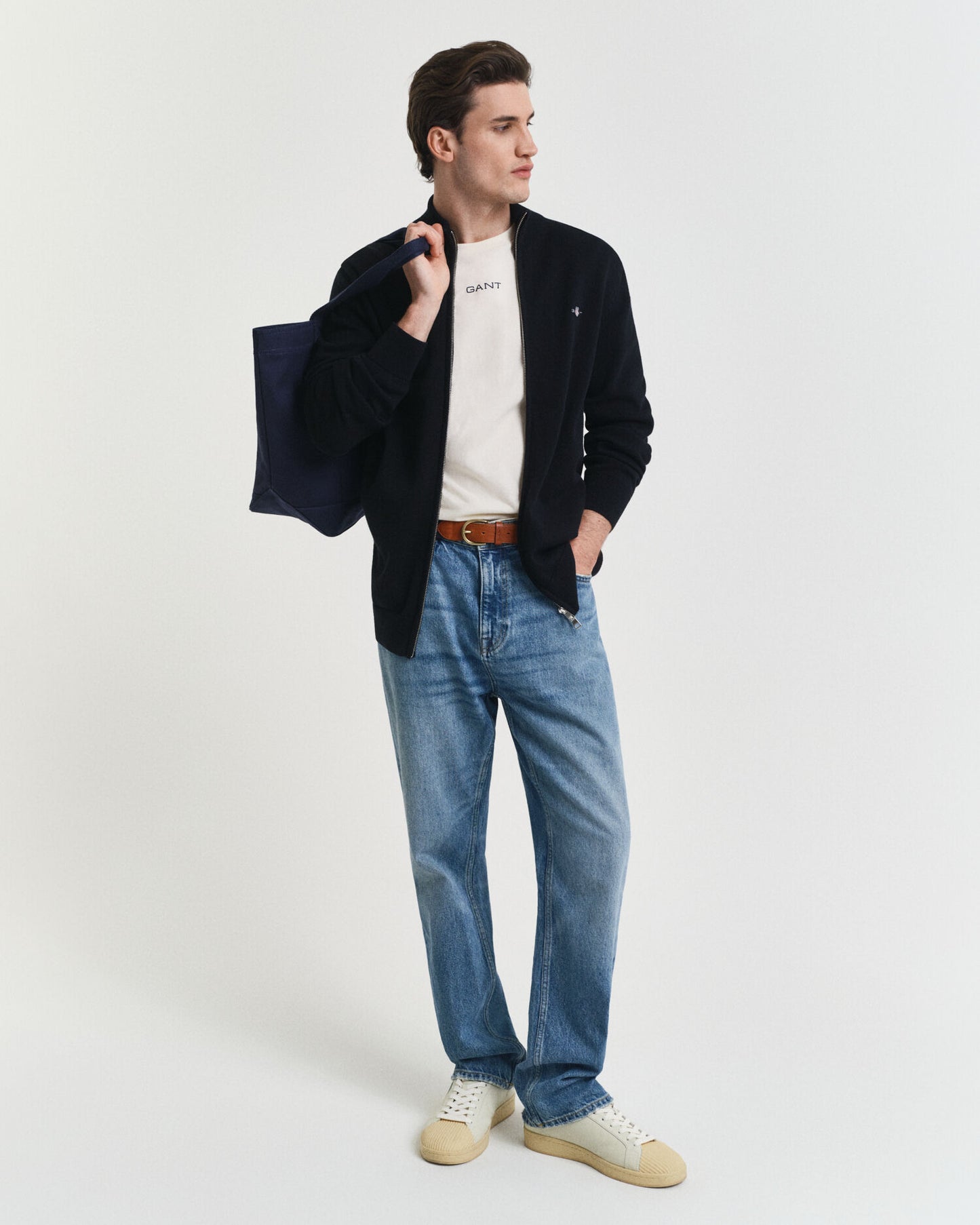 Cardigan zippé en coton décontracté