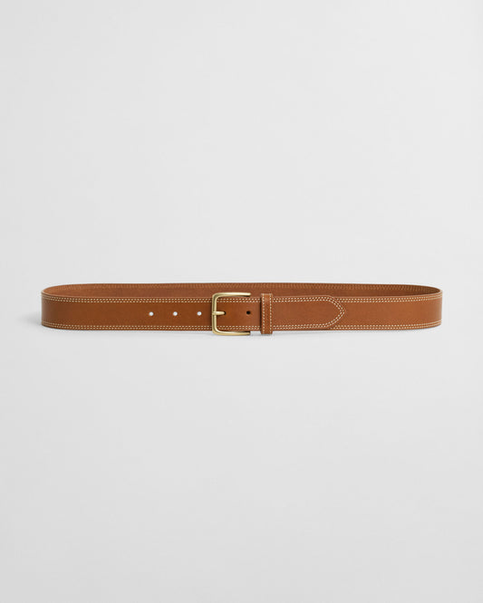 Ceinture en cuir à surpiqûres contrastantes