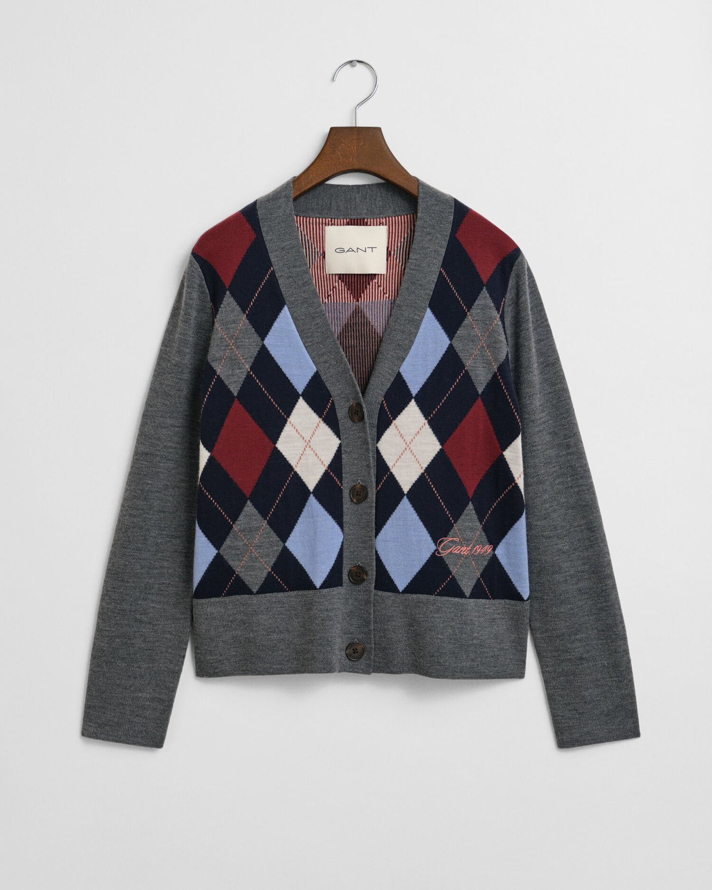 Cardigan col V à motif argyle