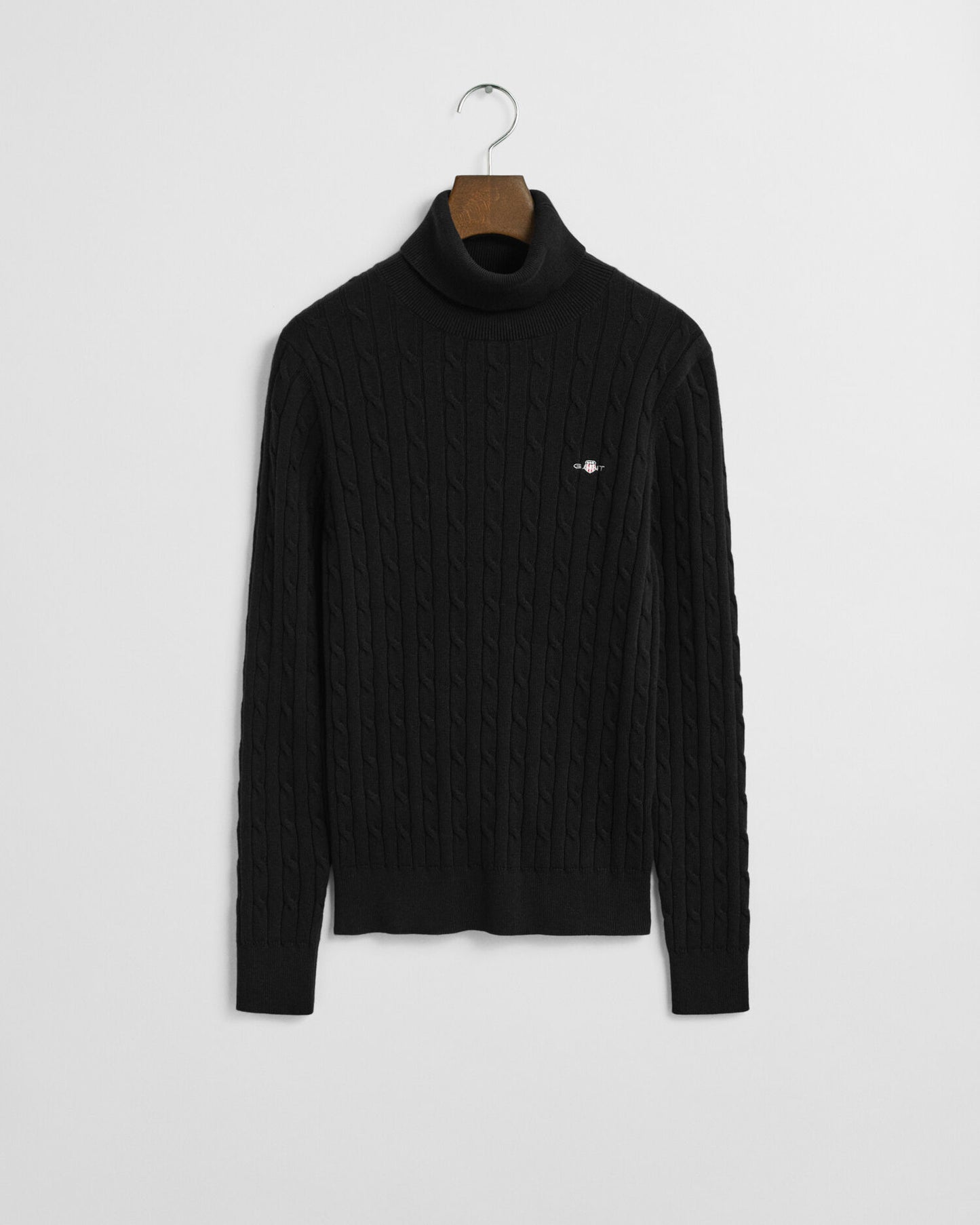 Rollkragenpullover aus Stretch-Baumwolle mit Zopfmuster