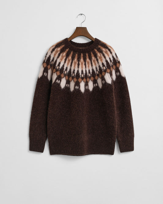 Pull ras-du-cou jacquard en mélange alpaga