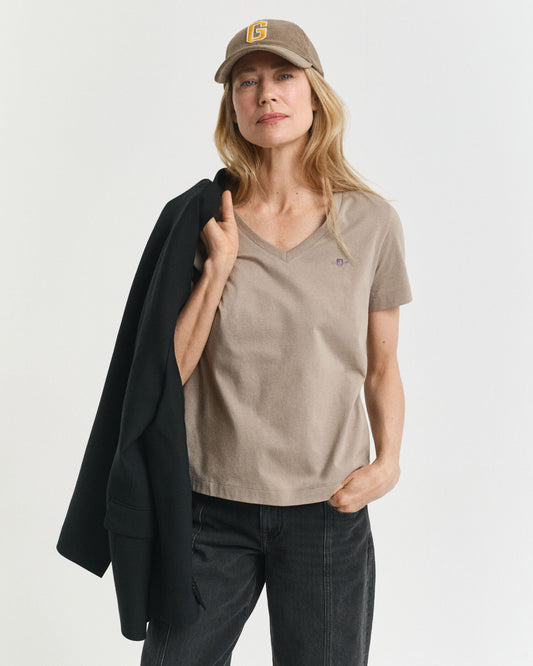 T-shirt Col V Écusson