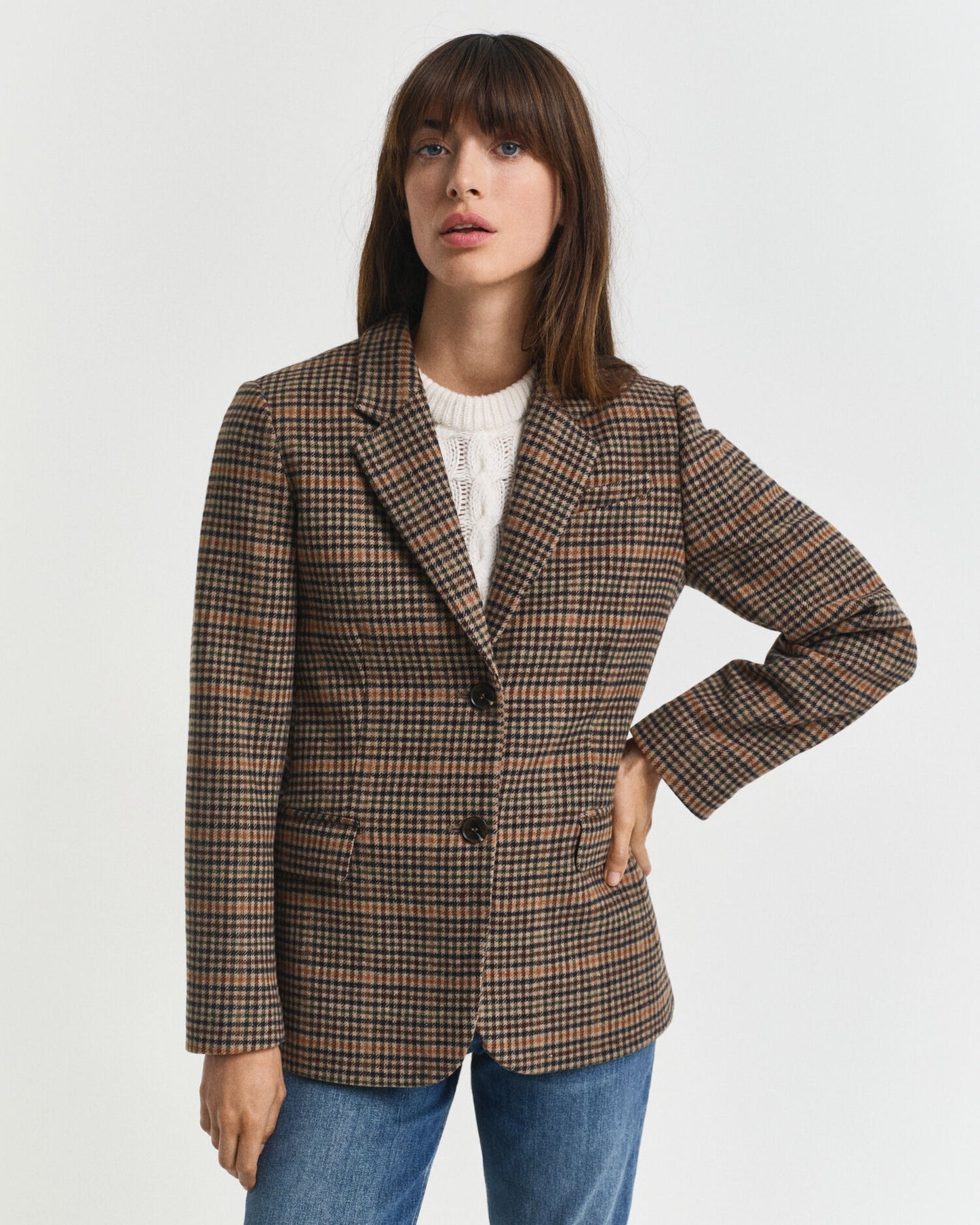 Blazer en laine pied-de-poule coupe classique