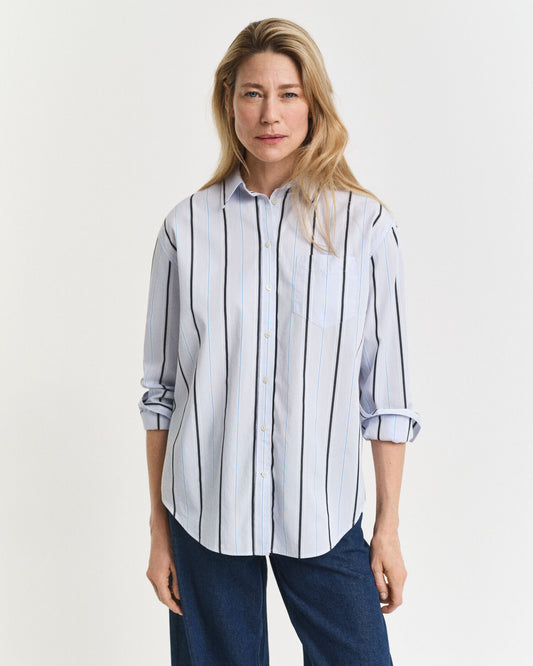 Chemise classique à rayures en popeline et coupe décontractée