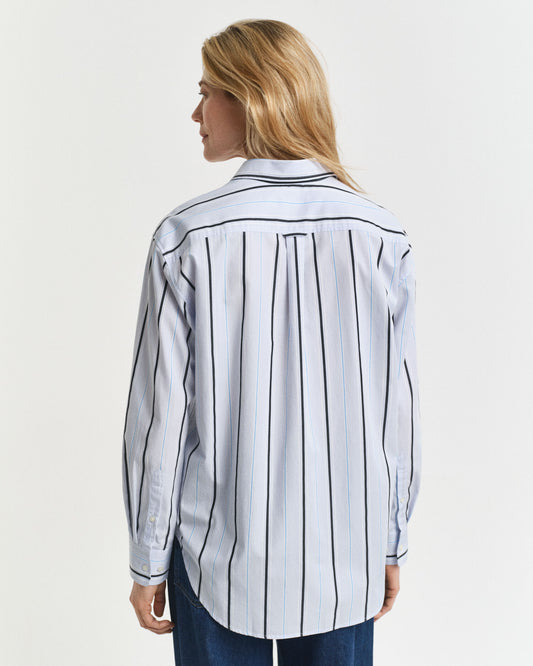 Chemise classique à rayures en popeline et coupe décontractée