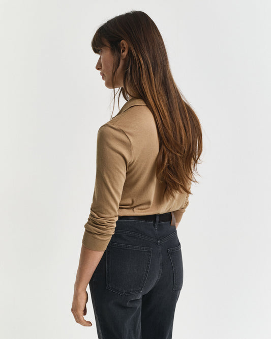 Polo à manches longues boutonné sans coutures