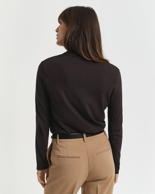Polo à manches longues sans coutures et boutonné