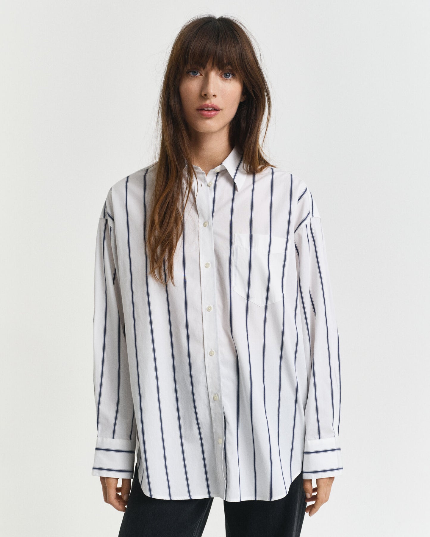 Oversized Popeline-Hemd mit klassischen Streifen