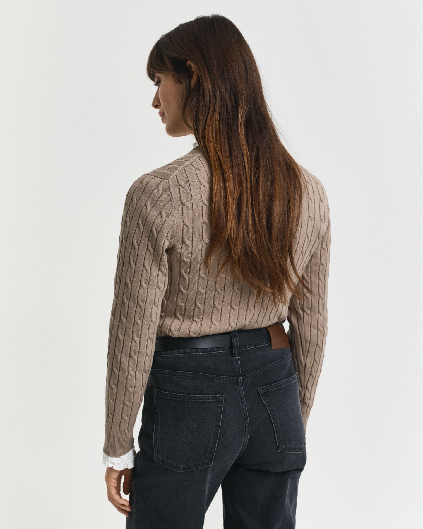 Sweatshirt mit Rundhalsausschnitt aus Stretch-Baumwolle mit Zopfmuster