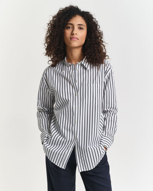Chemise Popeline Rayée Classique Coupe Décontractée