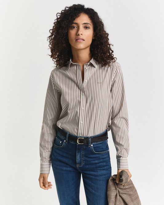 Chemise classique en popeline à rayures coupe droite